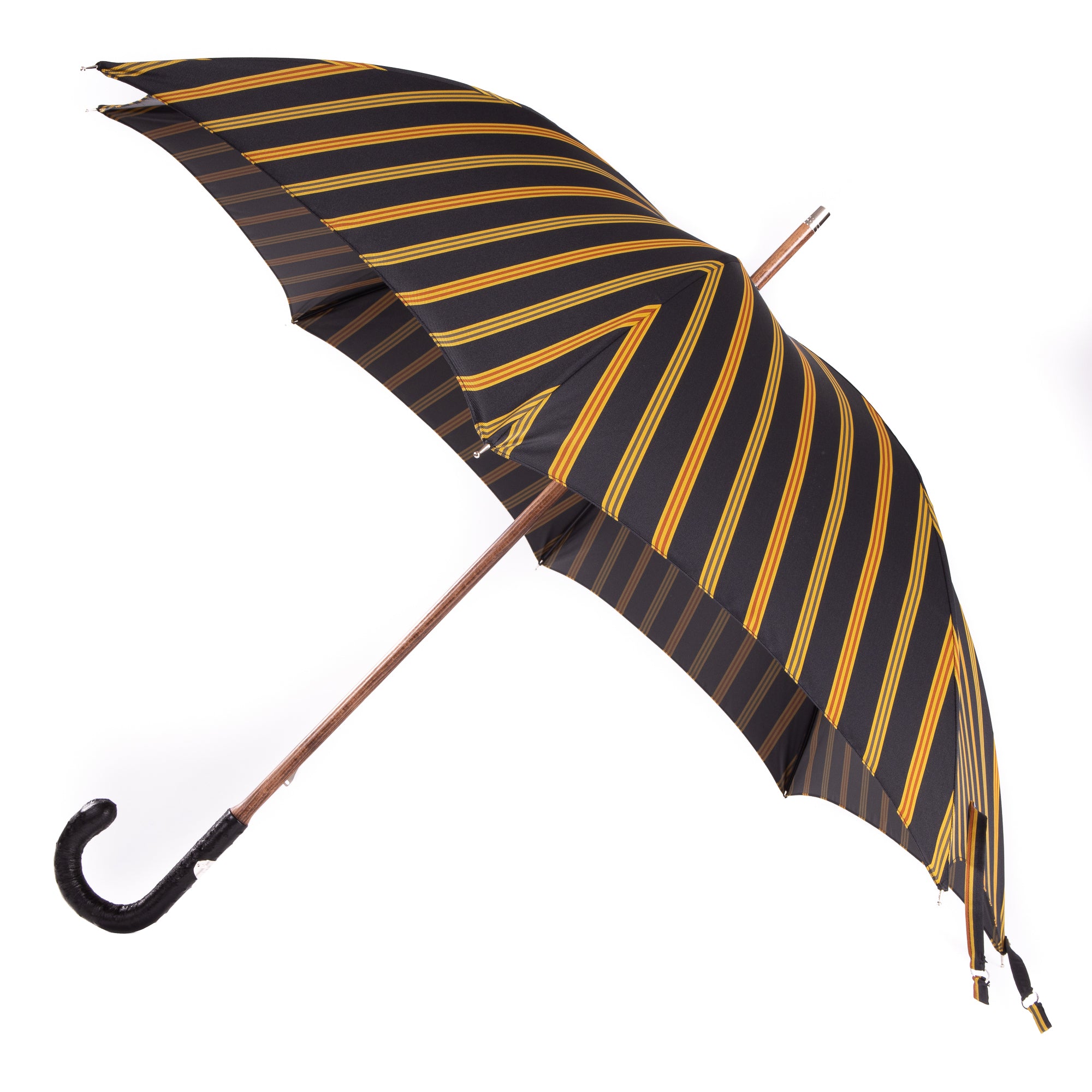 Umbrella with Leather Handle Stitched Mocassino