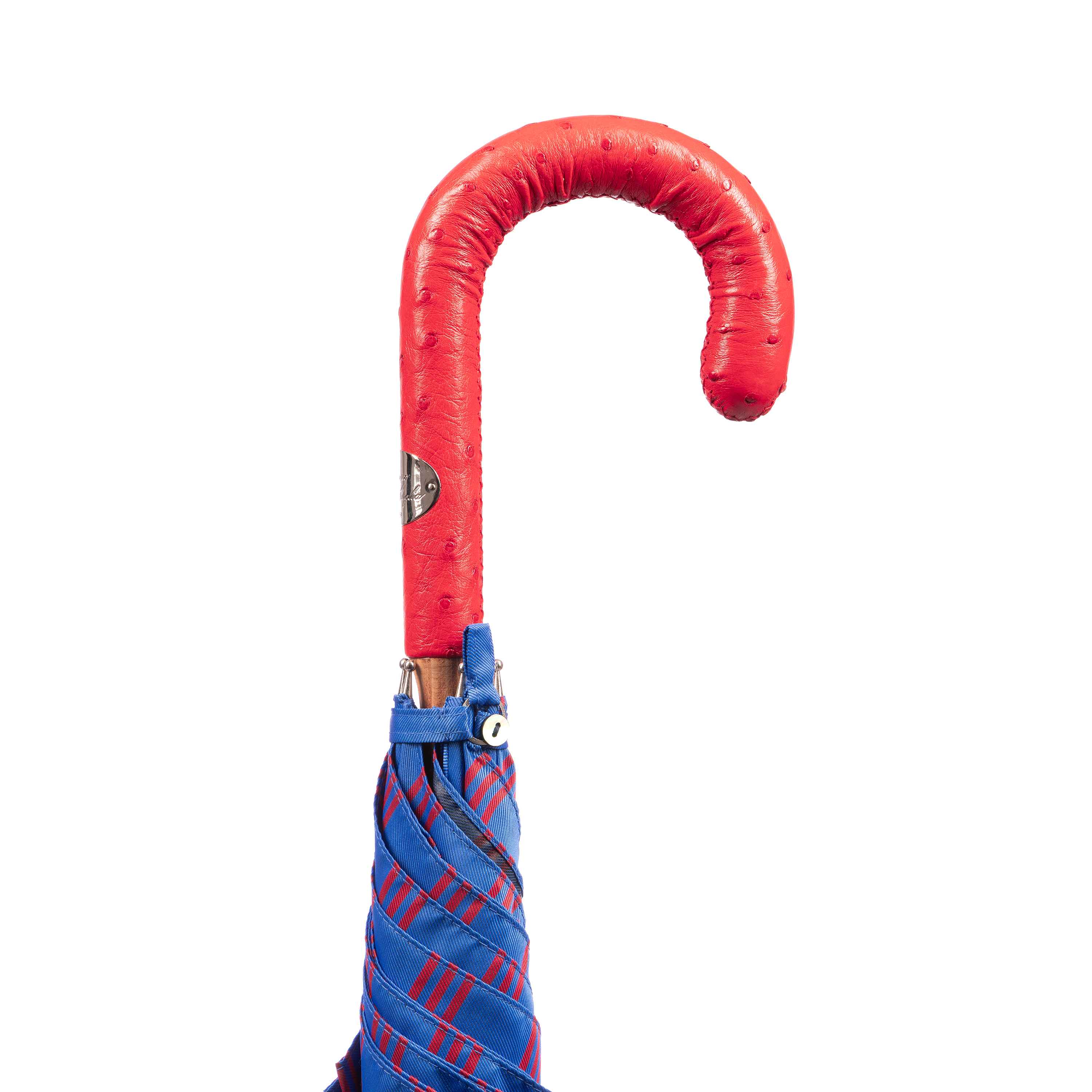 Ostrich Leather Handle Solid Stick Umbrella