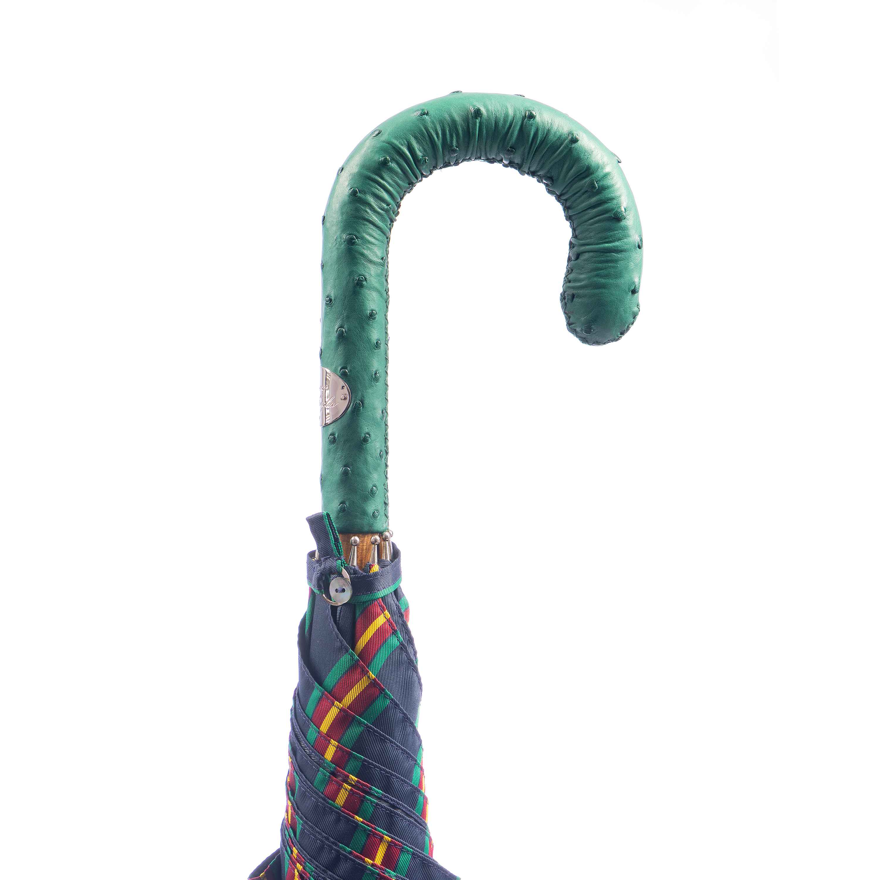 Ostrich Leather Handle Solid Stick Umbrella