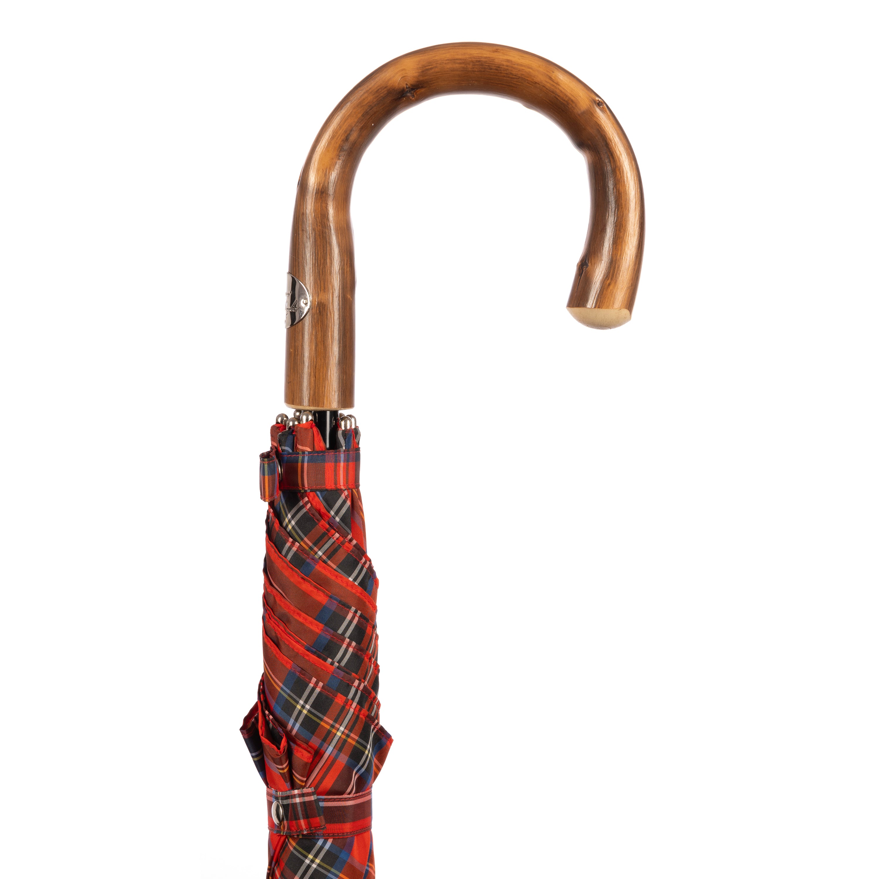 Tartan Polished Chestnut Storm Umbrella