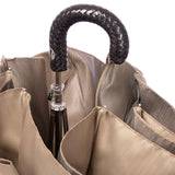 Braided Calf Leather Folding Umbrella