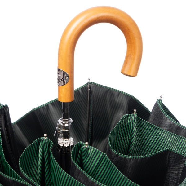 Striped Folding Umbrella with Malacca Handle