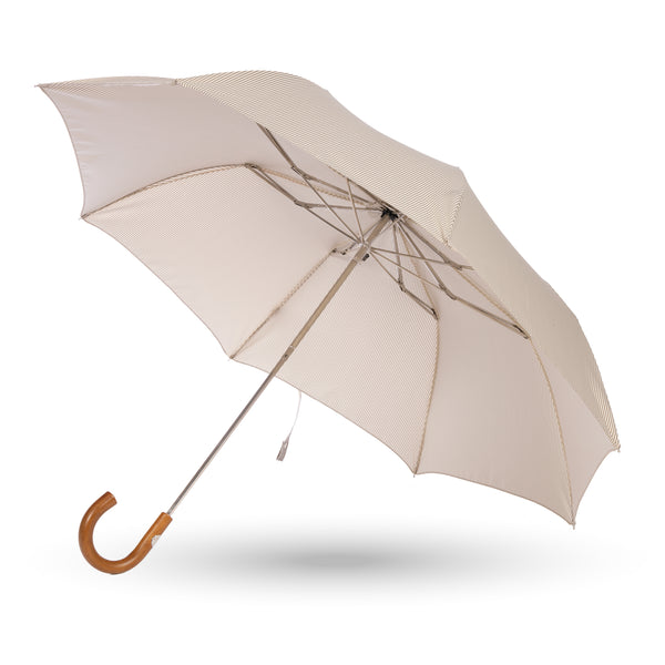 Striped Folding Umbrella with Malacca Handle