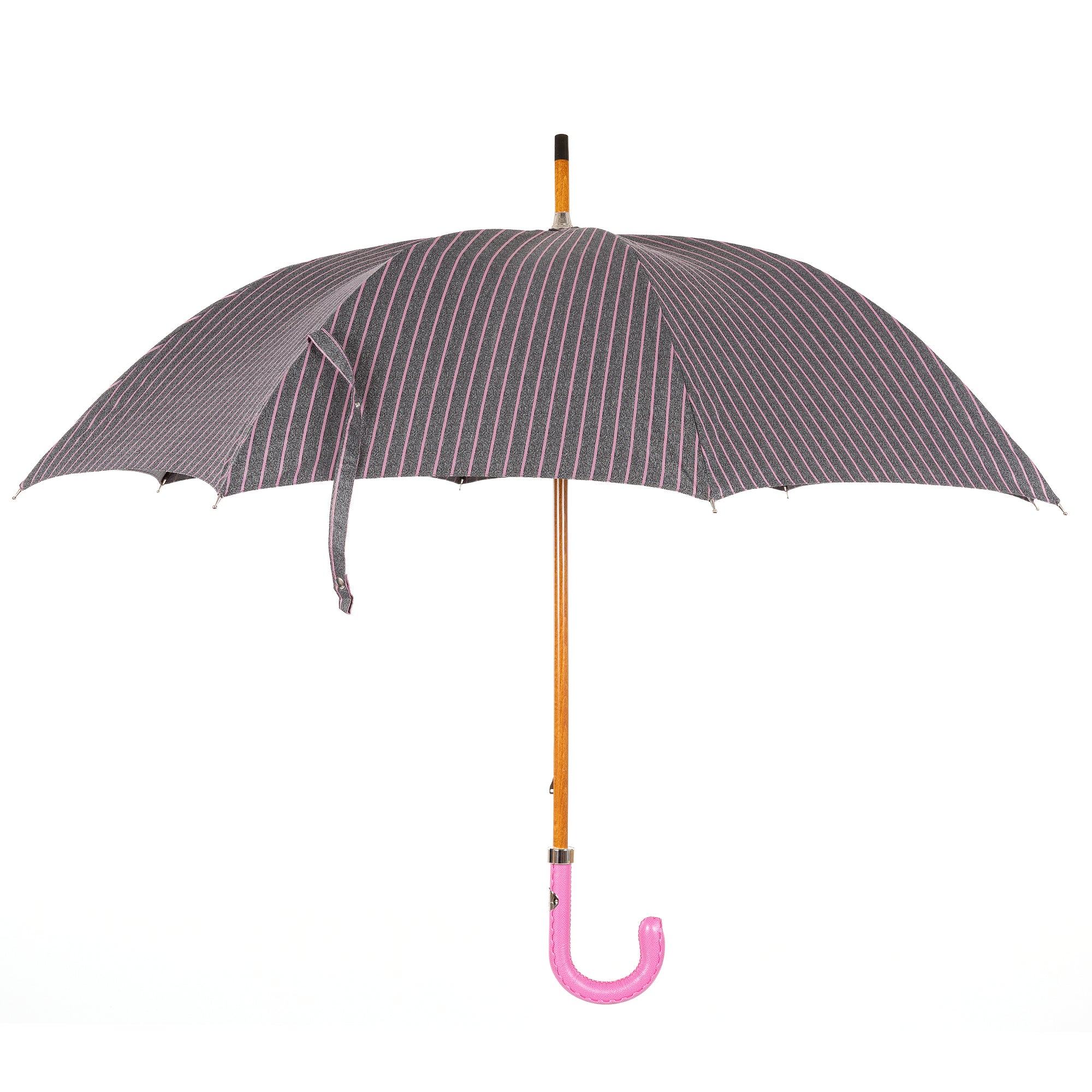 Umbrella with Leather Handle Stitched Mocassino