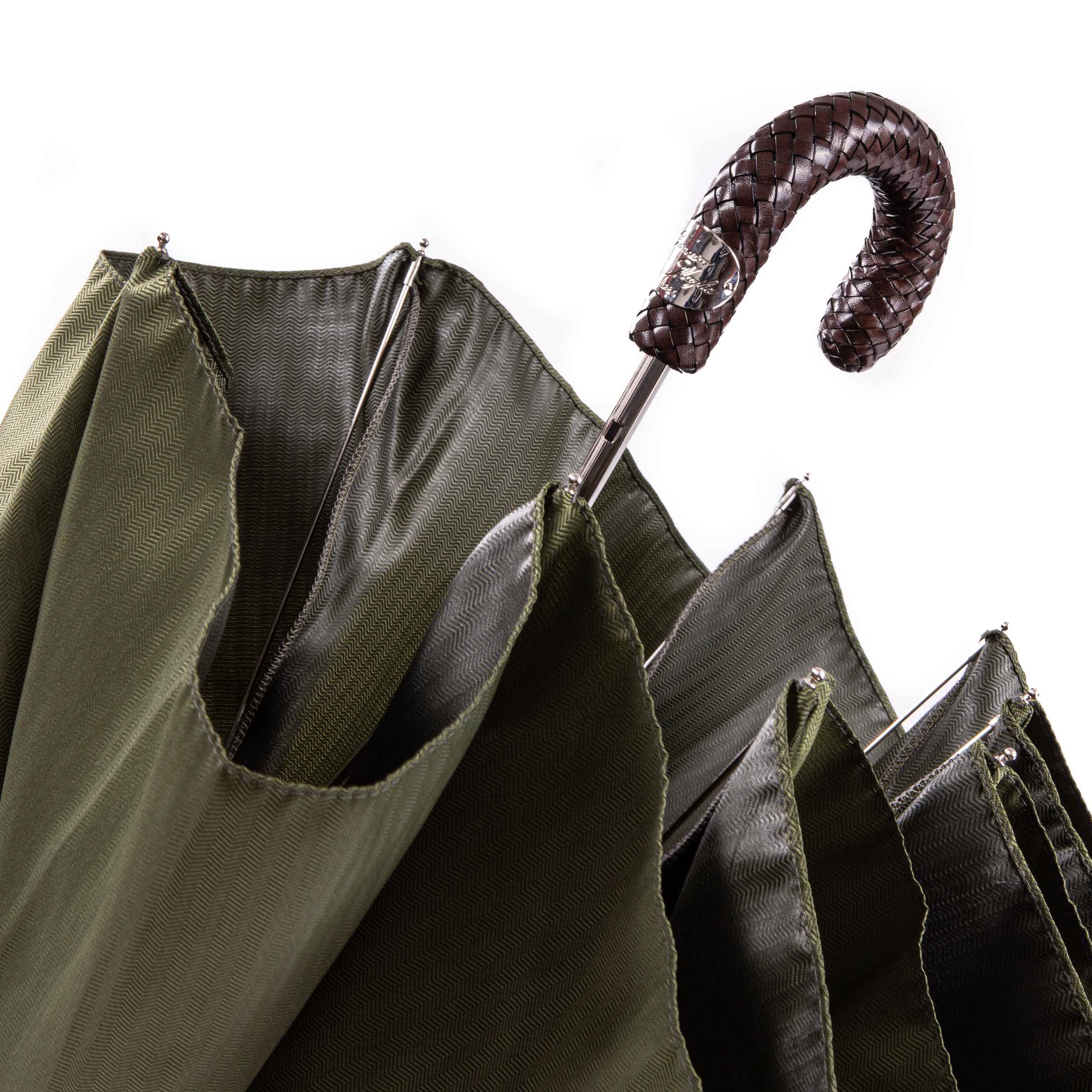 Braided Calf Leather Folding Umbrella