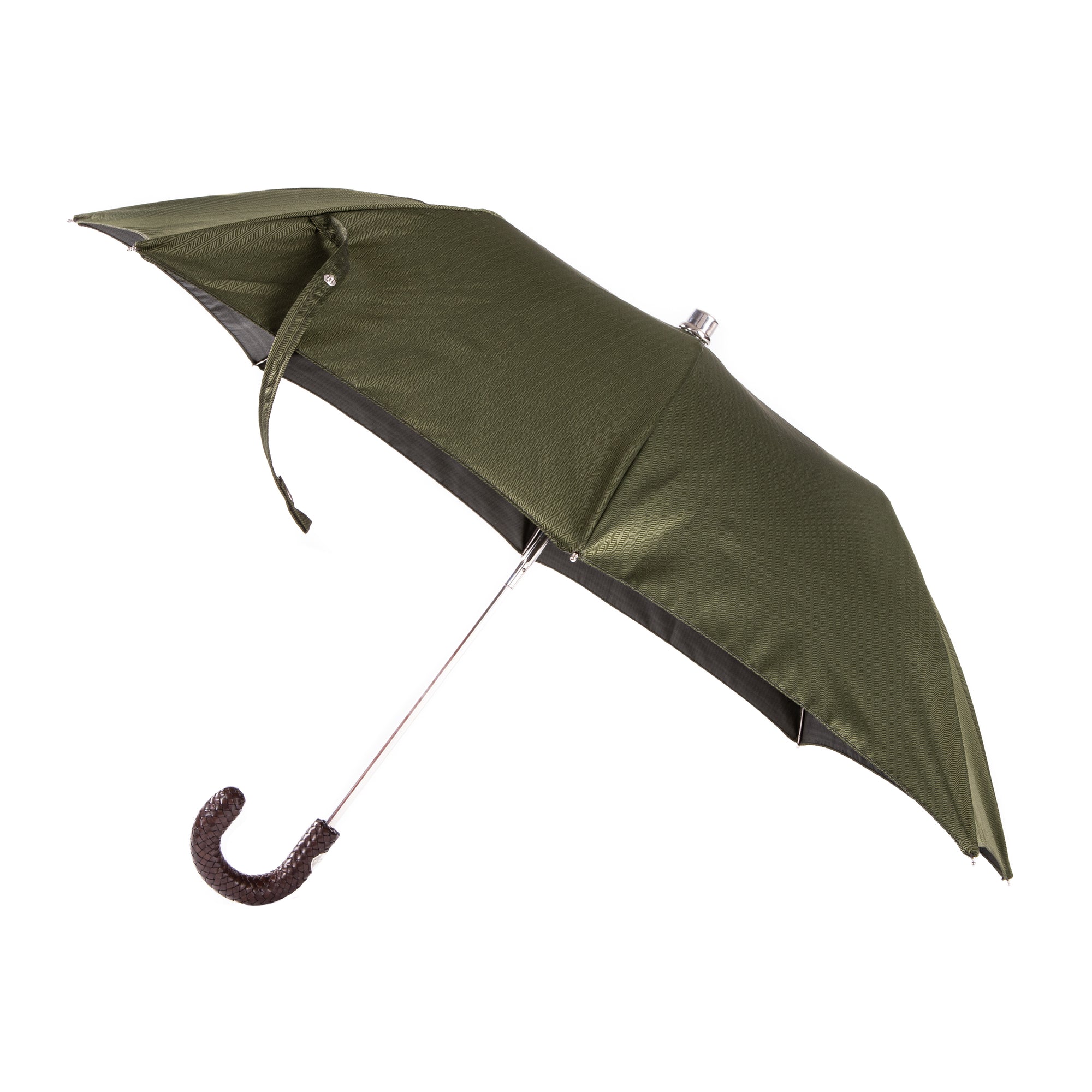Folding Umbrella with Braided Leather Handle