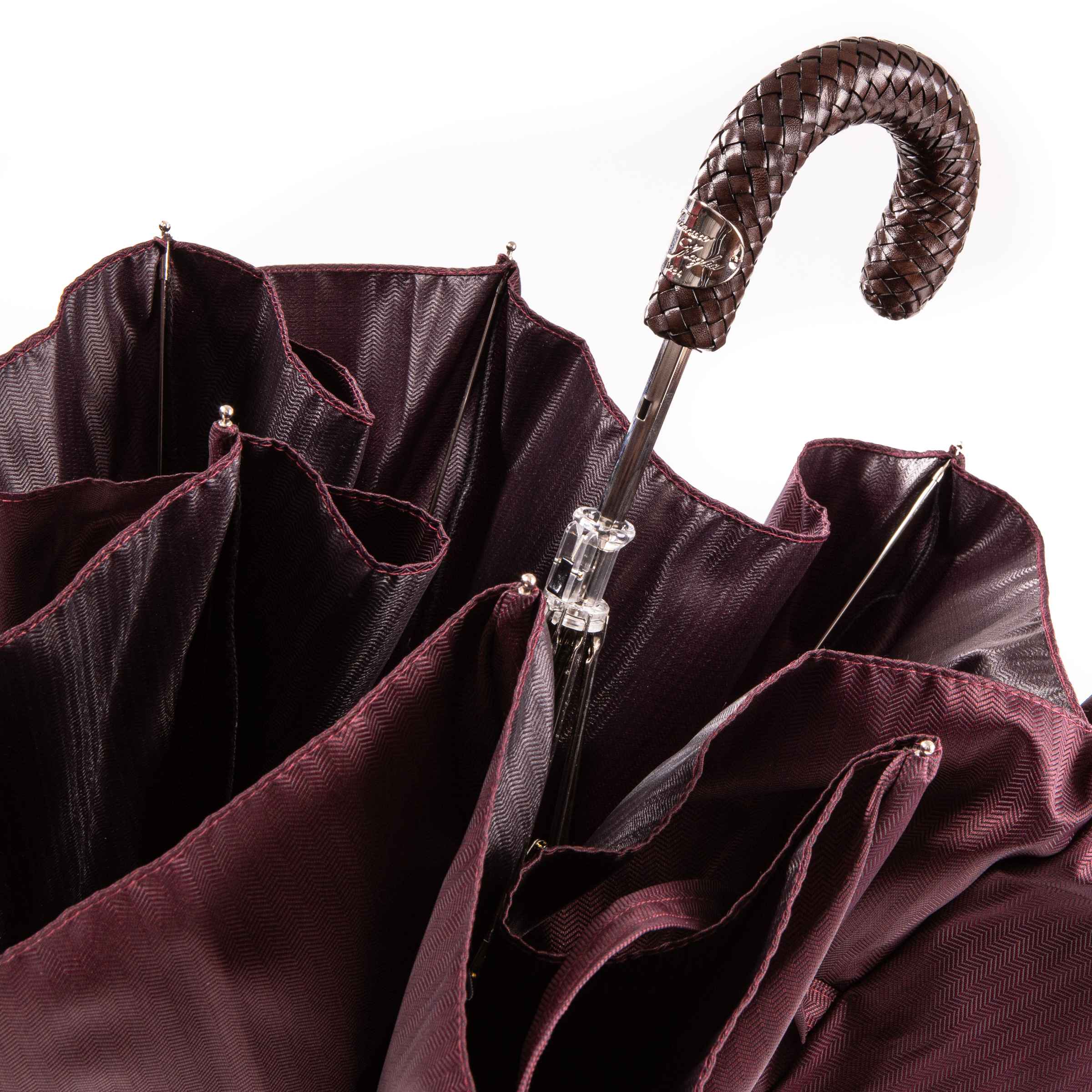 Braided Calf Leather Folding Umbrella