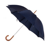 Handcrafted classic umbrella with navy canopy, brass shaft, and bamboo wood handle – made in Italy, entirely plastic-free