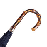 Bamboo wood handle on classic navy umbrella with brass shaft – handcrafted in Italy, 100% plastic-free