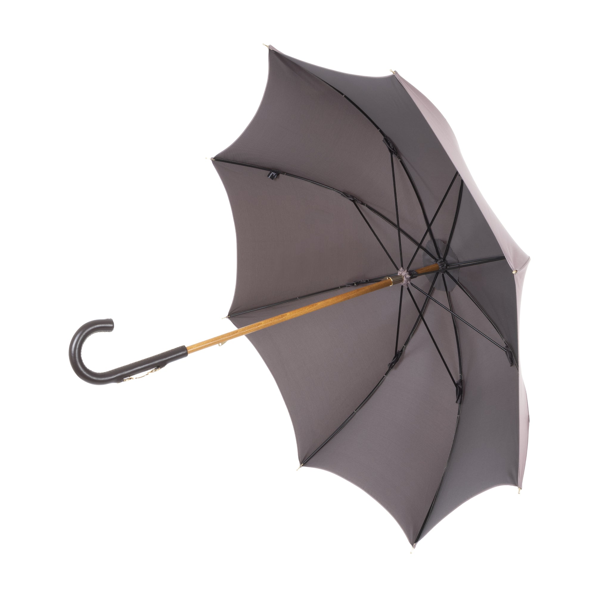 Umbrella with Calf Leather Handle and Golden Details