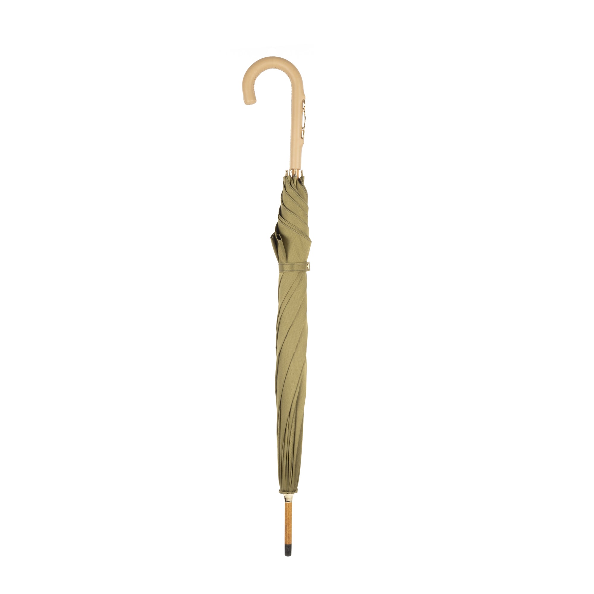 Umbrella with Calf Leather Handle and Golden Details