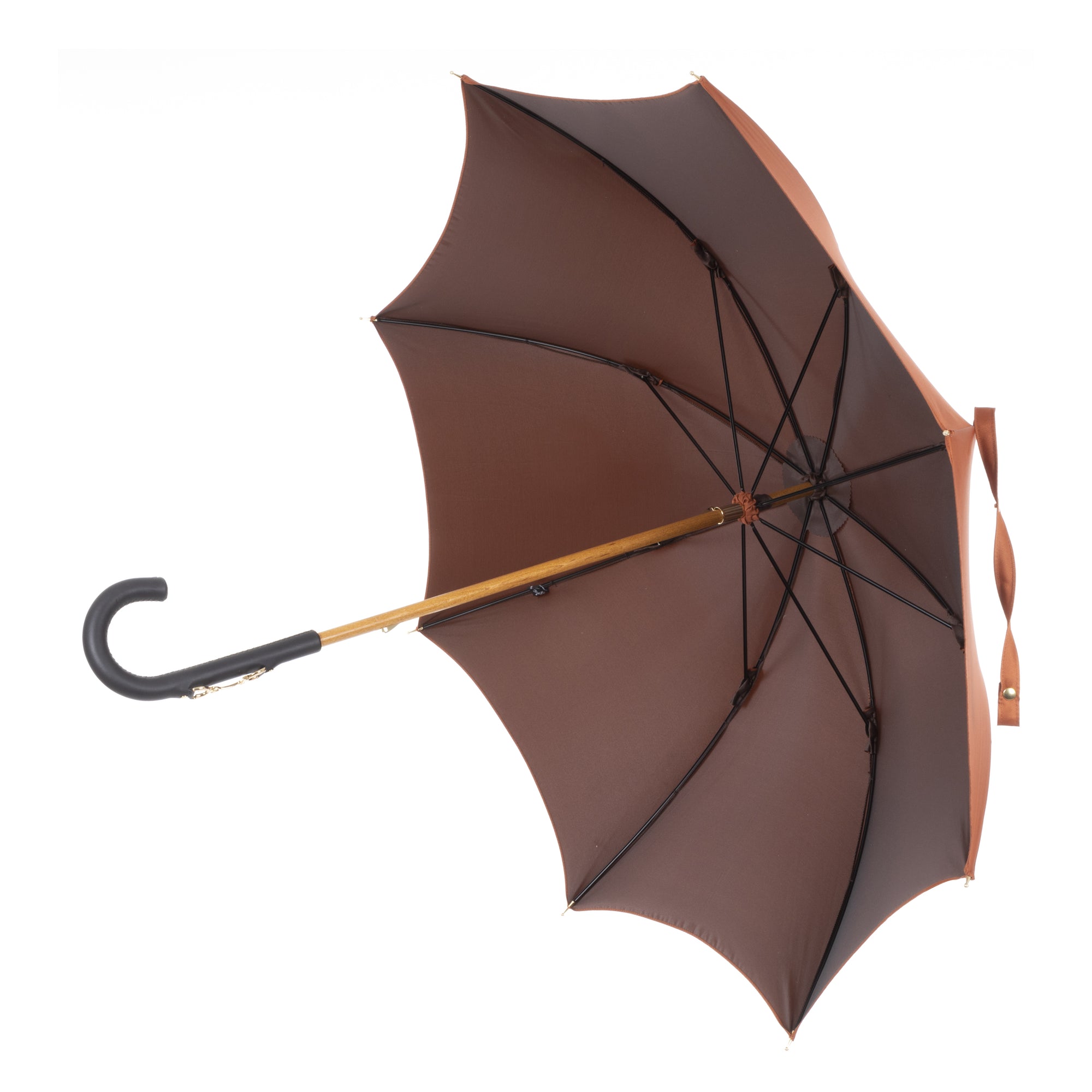 Umbrella with Calf Leather Handle and Golden Details