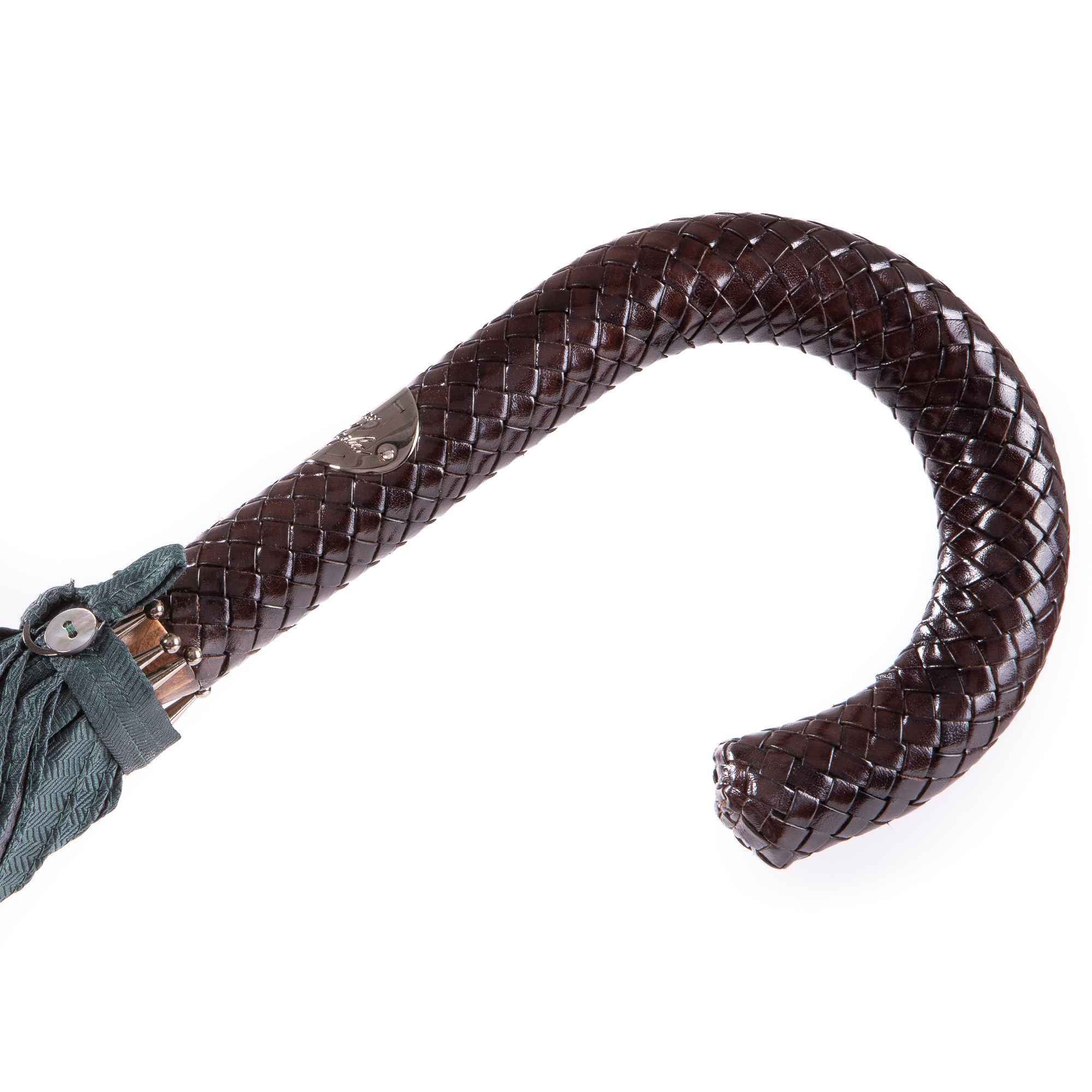 Braided Calf Leather Solid Stick Umbrella