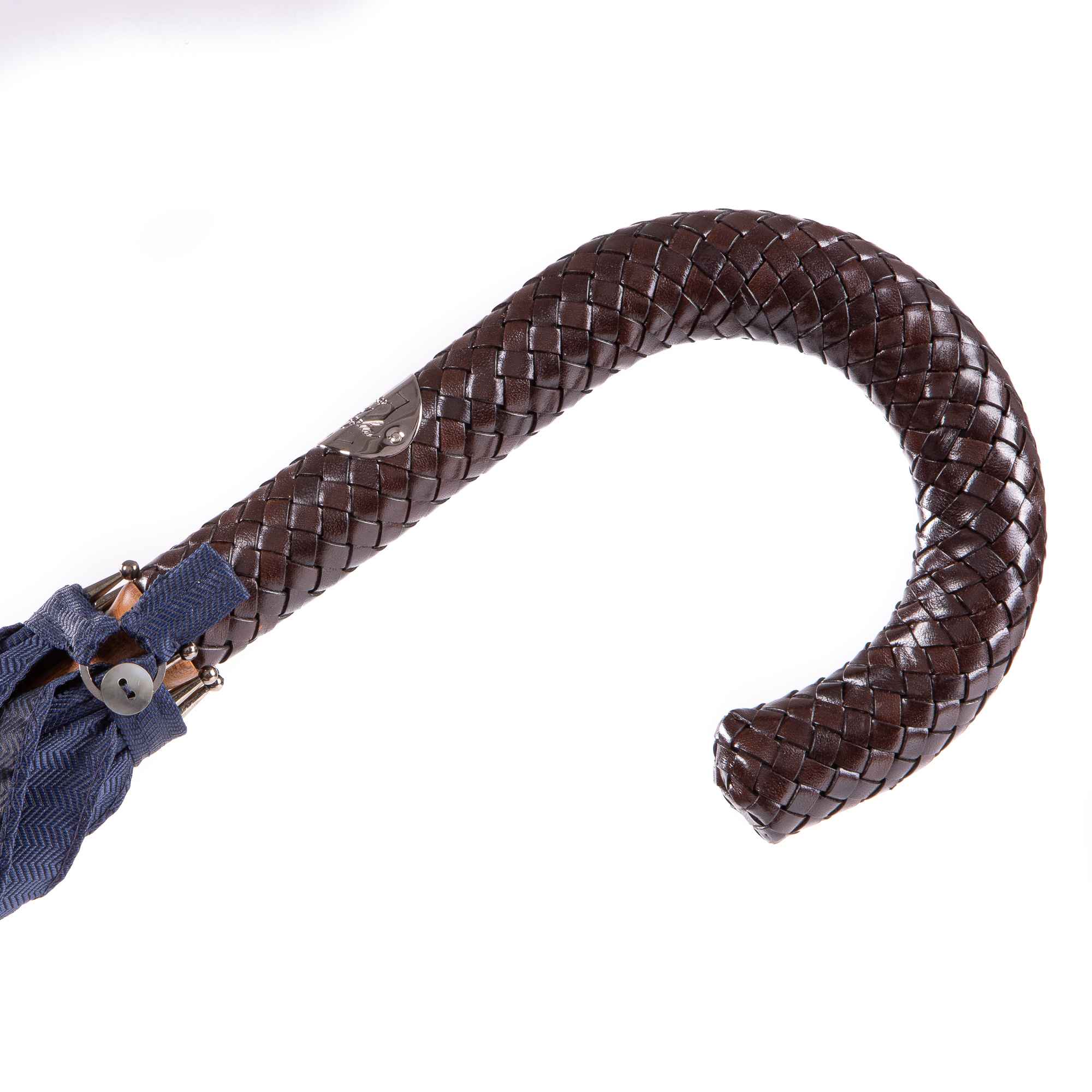 Braided Calf Leather Solid Stick Umbrella