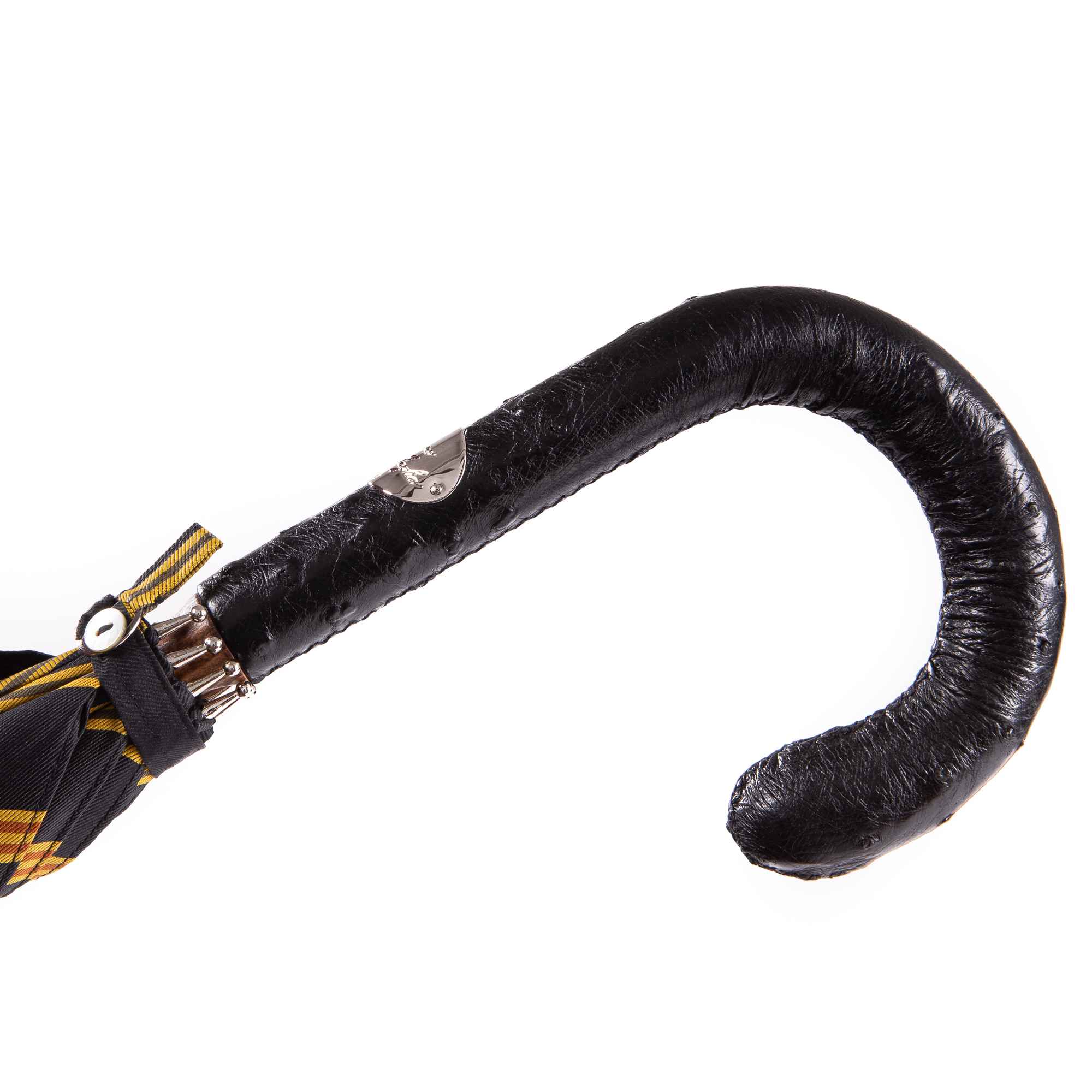 Ostrich Leather Handle Solid Stick Umbrella