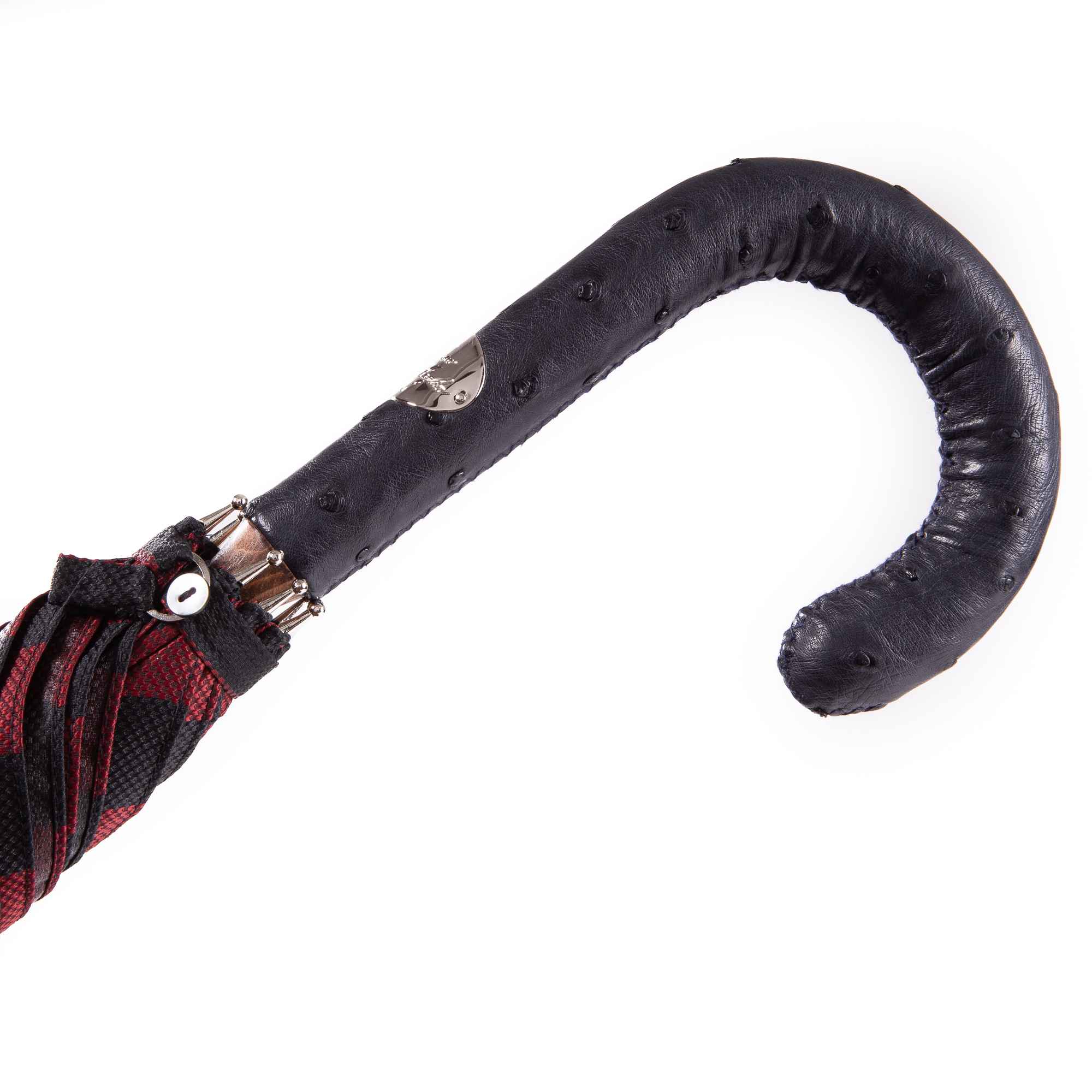 Ostrich Leather Handle Solid Stick Umbrella