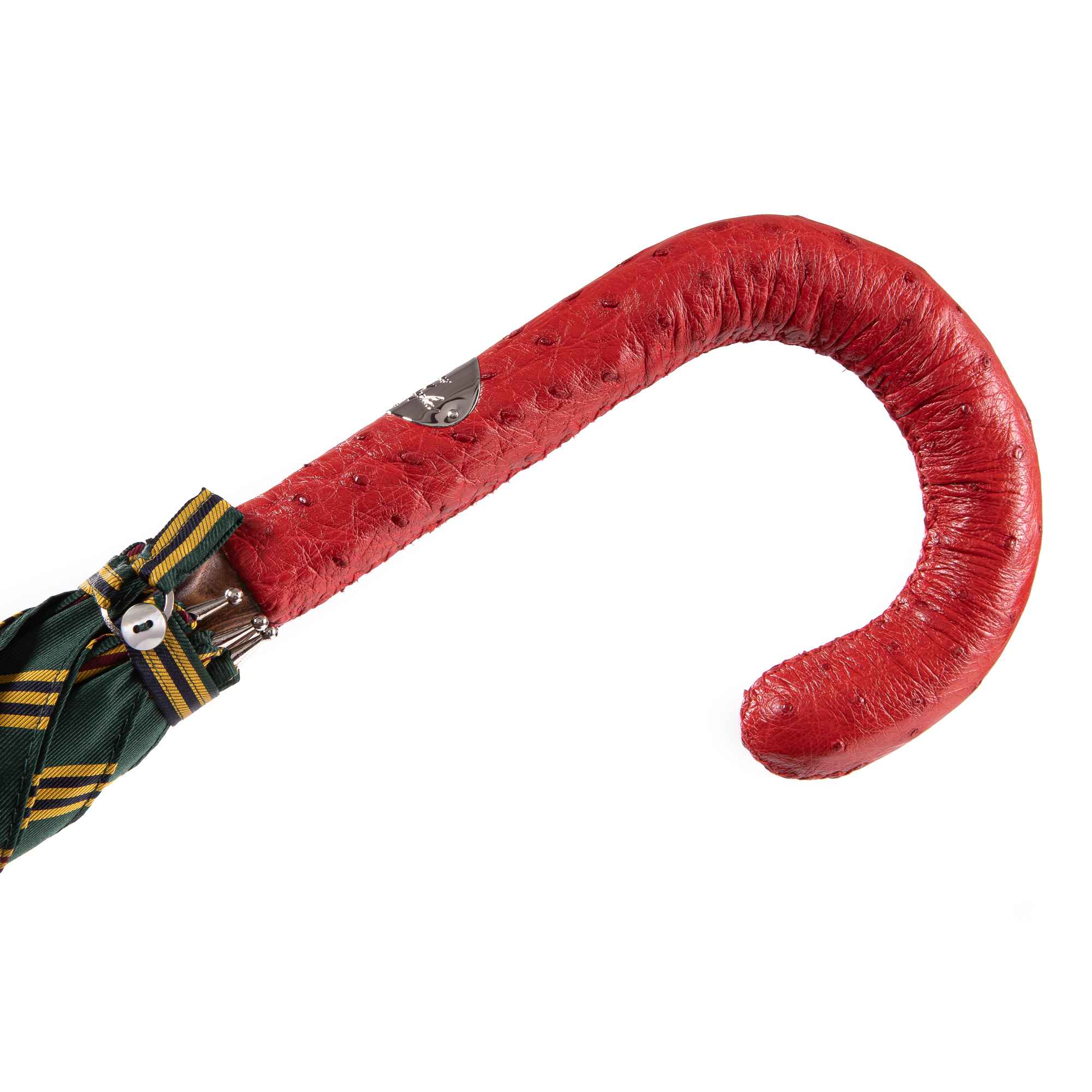 Ostrich Leather Handle Solid Stick Umbrella