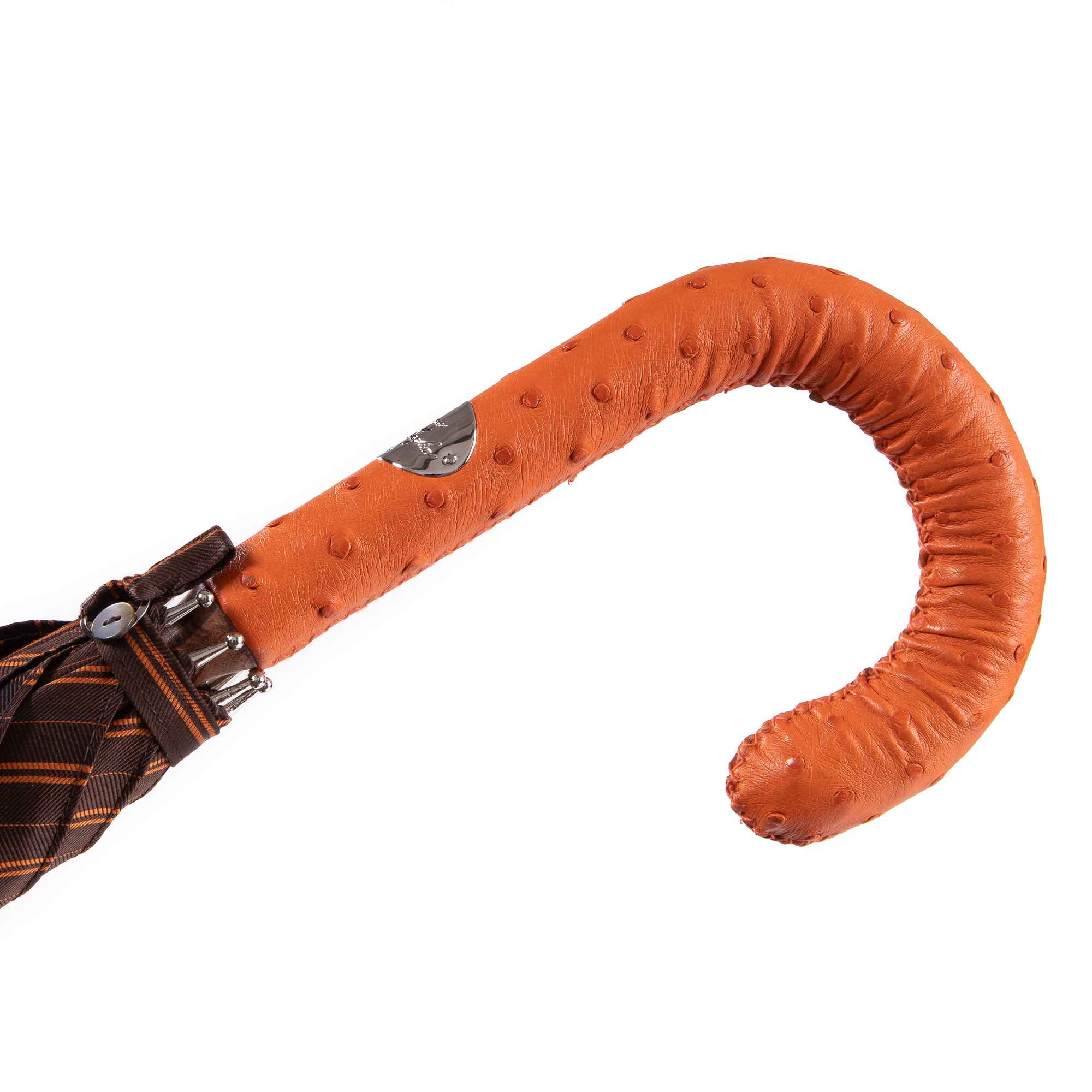 Ostrich Leather Handle Solid Stick Umbrella