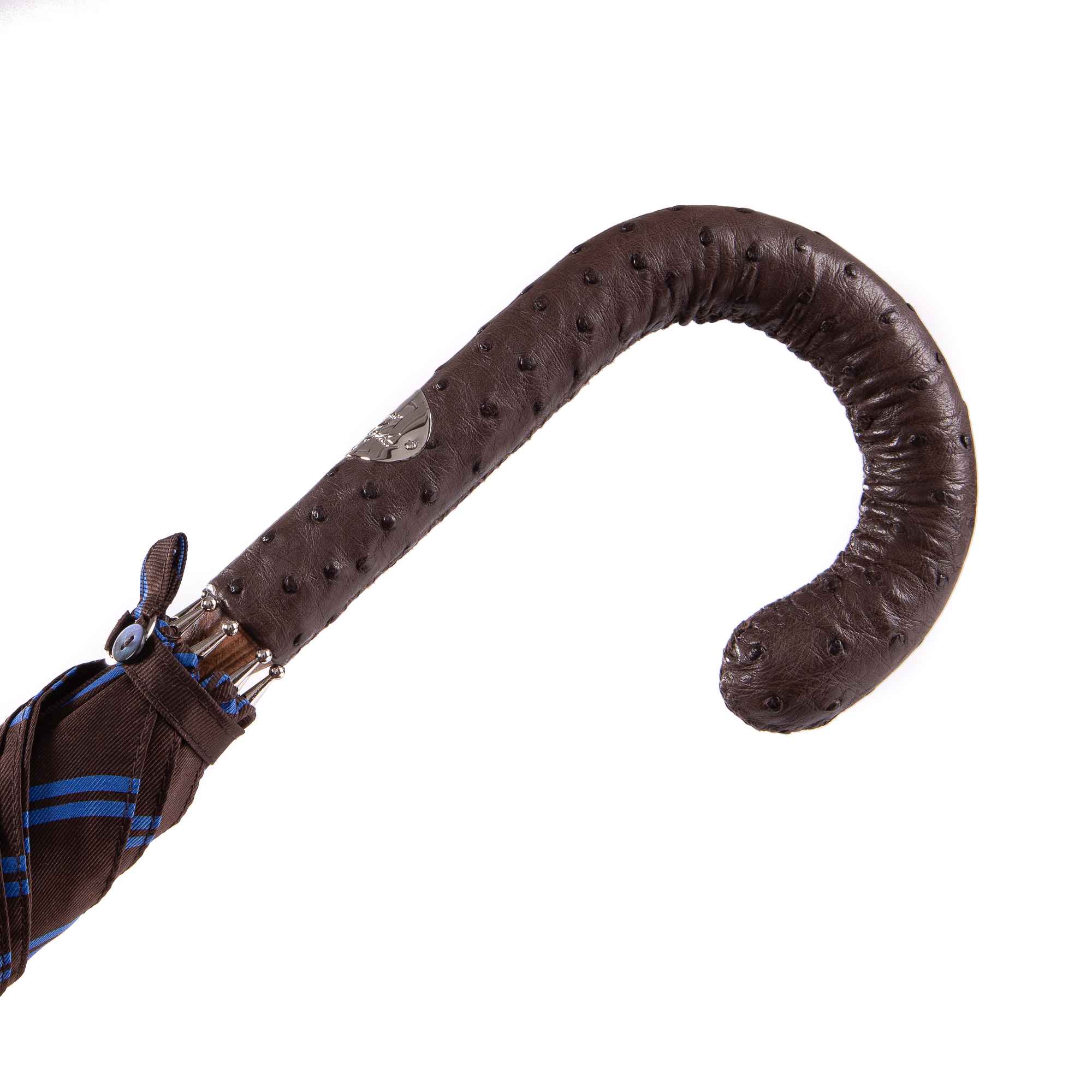 Ostrich Leather Handle Solid Stick Umbrella