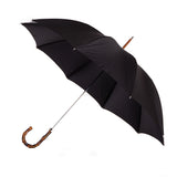 Handcrafted classic umbrella with black canopy, brass shaft, and bamboo wood handle – made in Italy, entirely plastic-free