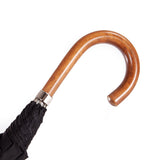 Malacca wood handle on classic black umbrella with brass shaft – handcrafted in Italy, 100% plastic-free