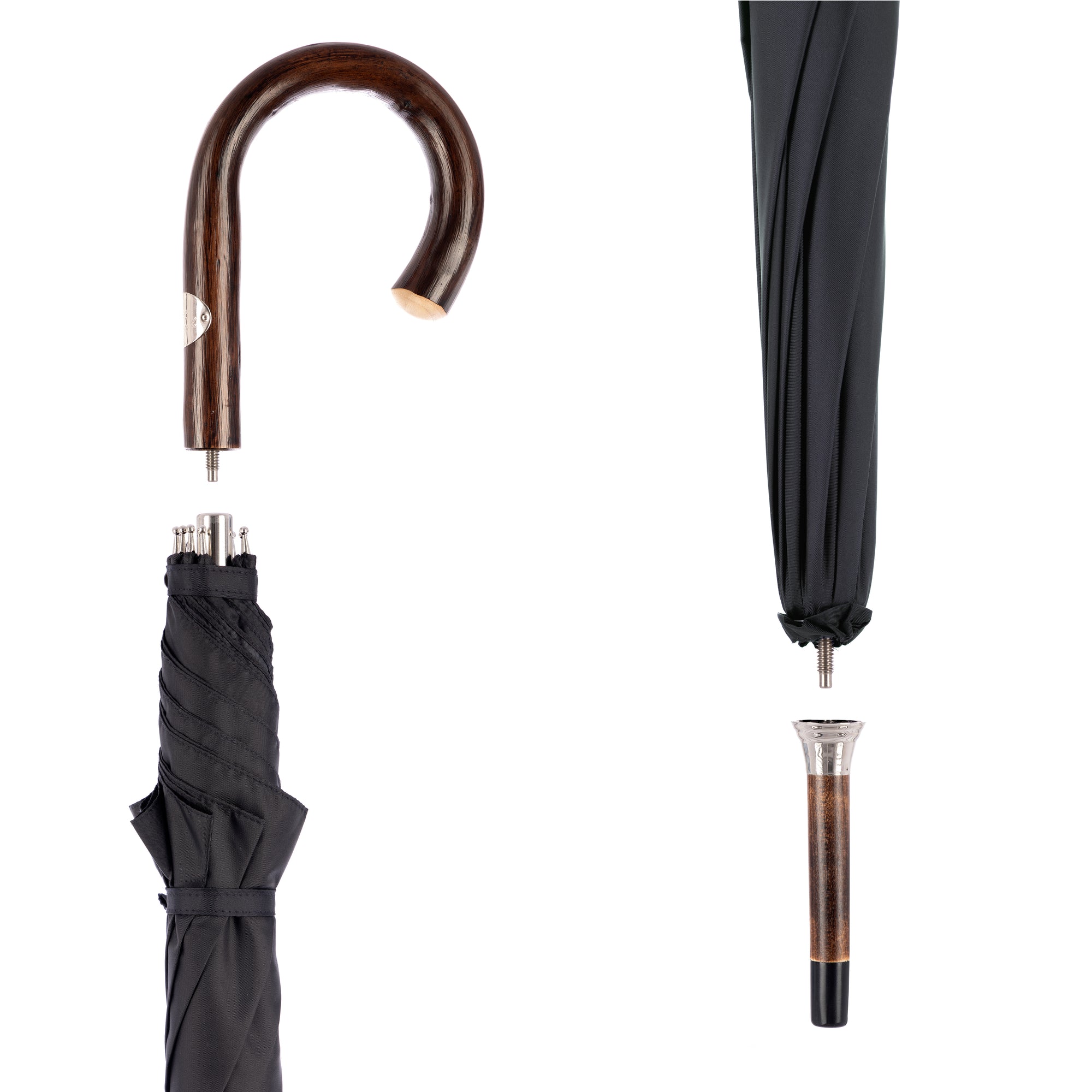 Traveler Umbrella with Chestnut Handle  - Detachable handle and tip